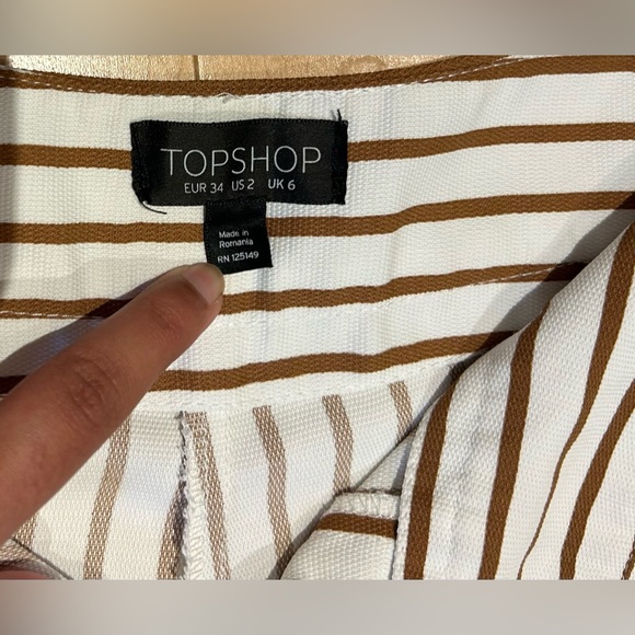 TOPSHOP striped brown and white lines pants - Picture 3 of 7